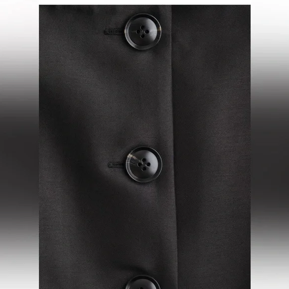 H&M NWT black satin open neck button front cardigan blazer jacket top - Picture 6 of 8